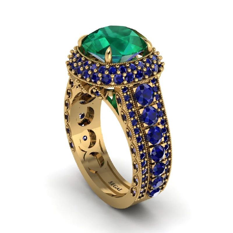 engagement-princess-cut-diamond-rings-Emerald Radiant Majesty Pave Engagement Ring - Cataleya No. 64