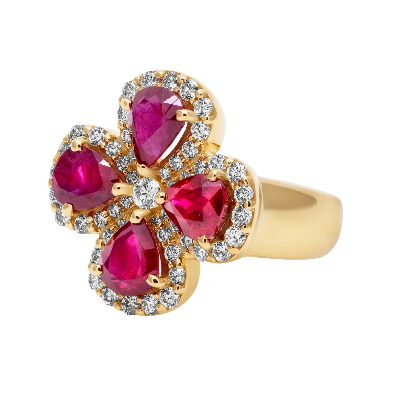 ladies-platinum-cluster-rings-Ring - Ruby And Diamond (2383C)