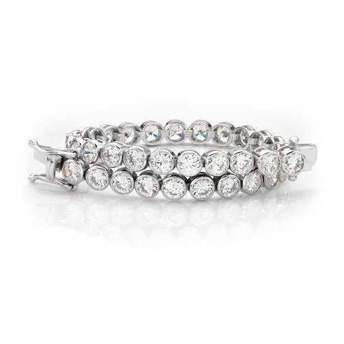 Ladies bracelets classic charm -Round Brilliant tennis bracelet with 10.25 carats* of diamond simulants in 10 carat white gold