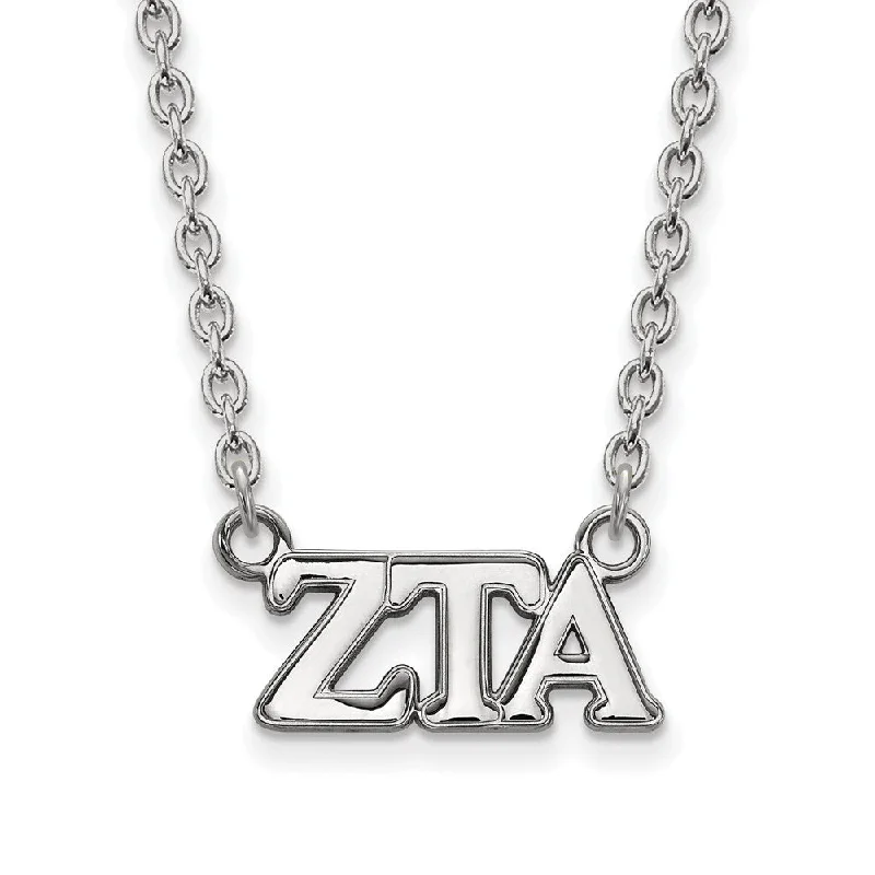 Ladies necklaces cute charm -Sterling Silver Zeta Tau Alpha Medium Necklace