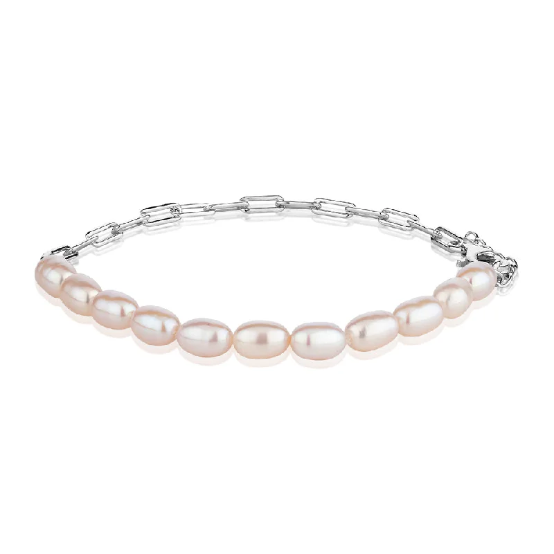 Ladies bracelets for maker vibes -Cultured freshwater pearl bracelet in sterling silver