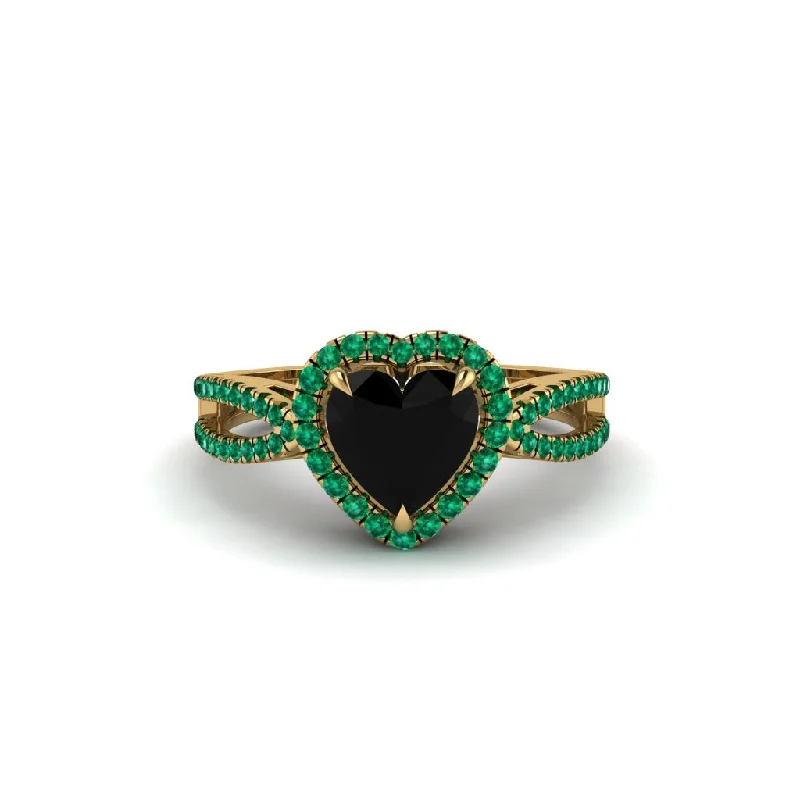 engagement-round-platinum-rings-Heart's Black Diamond Embrace Engagement Ring - Alison No. 22