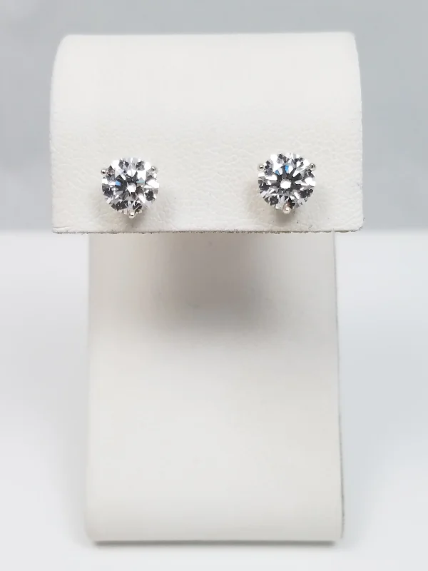 New! 14k White Gold 2.03ctw Lab Grown Round Diamond Solitaire Earrings