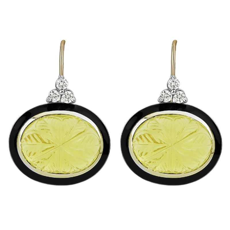 ladies-crystal-teardrop-earrings-Earrings - Lemon Quartz And Diamond (enamel)