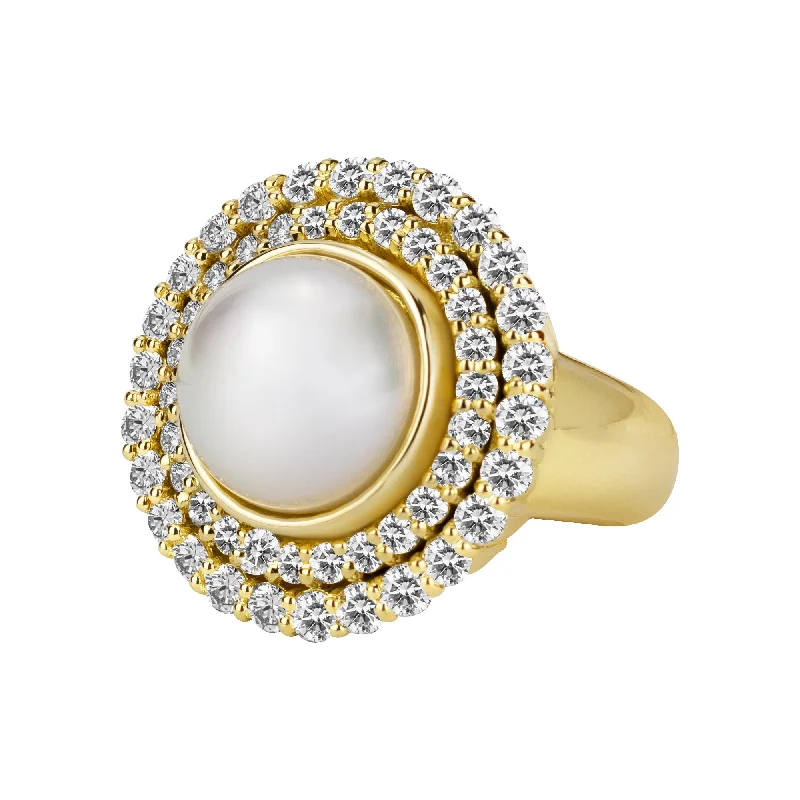 ladies-elegant-bypass-rings-Ring - South Sea Pearl And Diamond