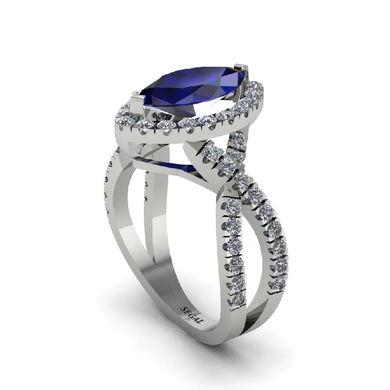 engagement-round-platinum-rings-Sapphire Marquise Split Shank Engagement Ring - Carly No. 15