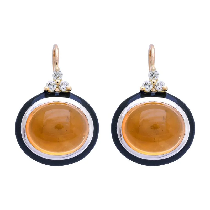 ladies-birthstone-mini-hoop-earrings-Earrings- Citrine and Diamond (Enamel)  (28DM)