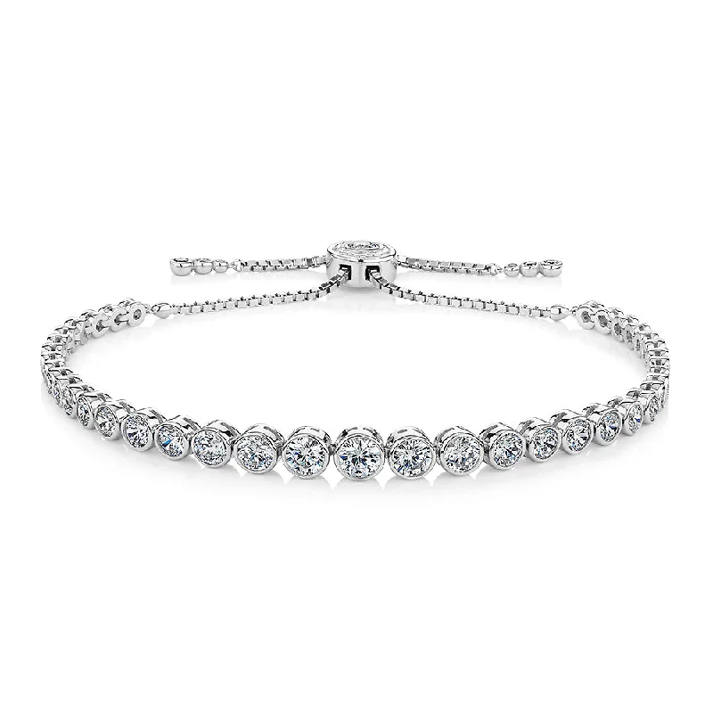 Ladies bracelets glossy elegance -Slider bracelet with 5.79 carats* of diamond simulants in sterling silver