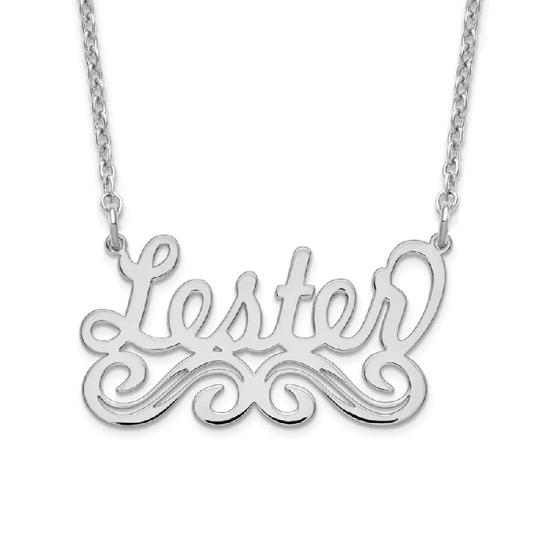 Ladies necklaces thin elegance -Personalized Polished Large Scroll Name Necklace