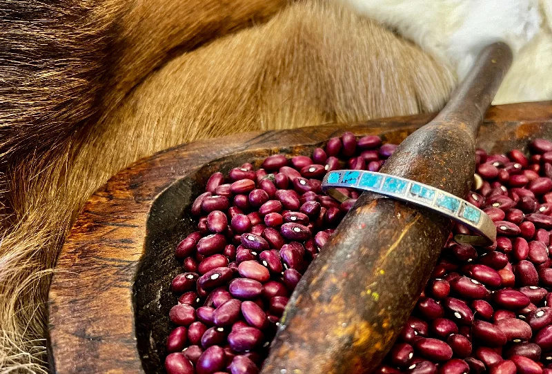 Ladies bracelets for reader elegance -Bracelet/Cuff- Sterling Turquoise Inlayed