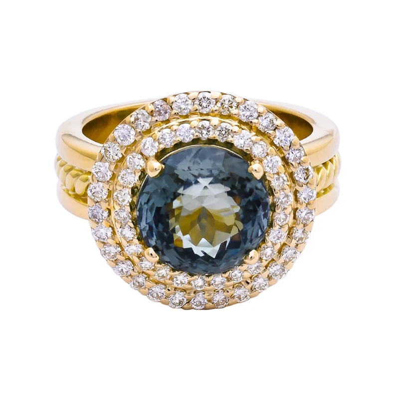 ladies-pear-cut-white-gold-rings-Ring- Green Tourmaline and Diamond