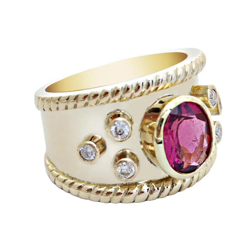 ladies-oval-platinum-rings-Ring-Rubellite and Diamond