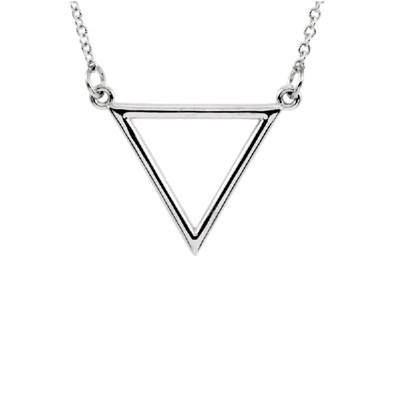 Ladies necklaces with dusk hematite -Polished 15x19mm Triangle Necklace in 14k White Gold, 16 Inch