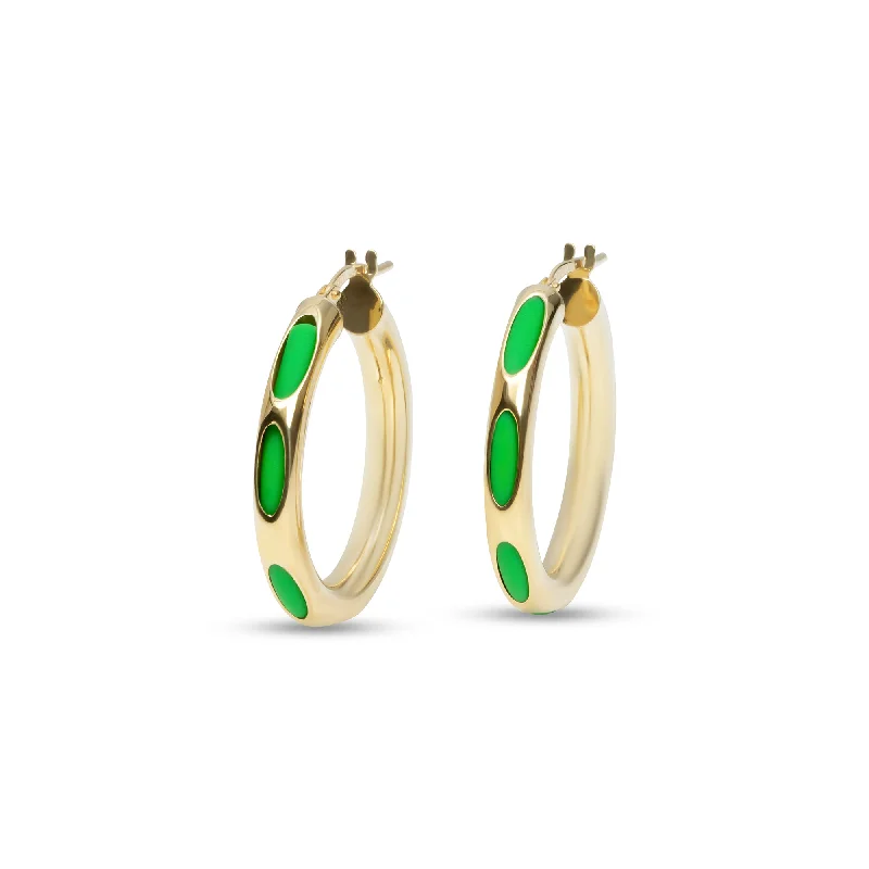 ladies-minimalist-ear-cuff-earrings-THE BECCA GREEN TUBE HOOP EARRINGS