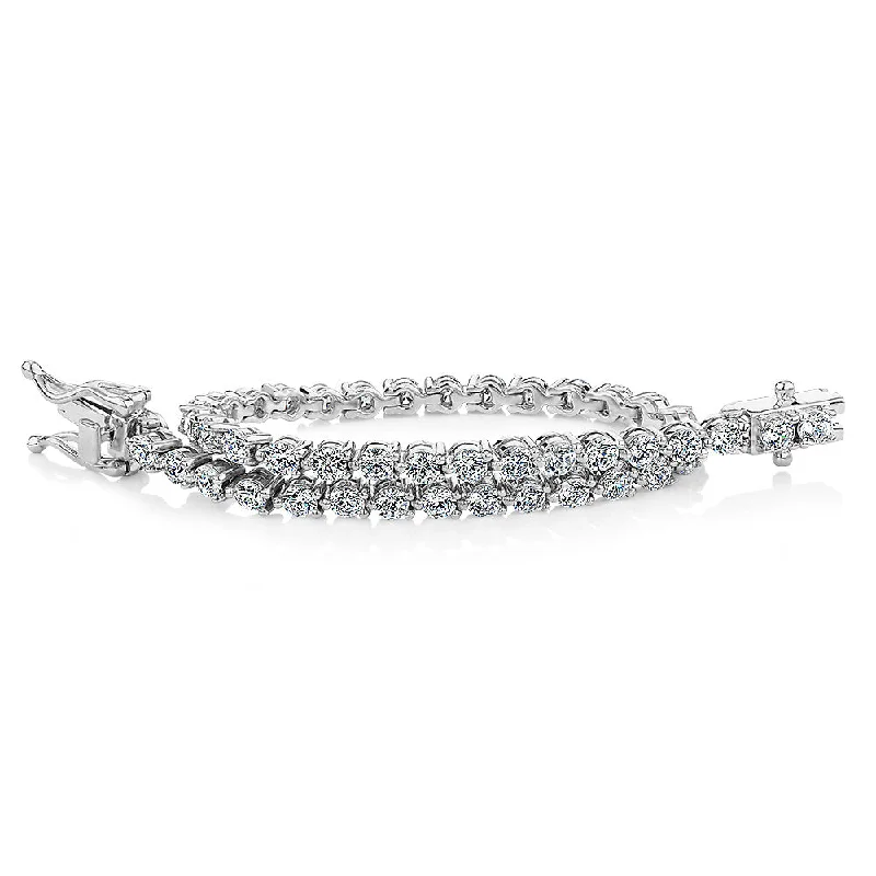 Ladies bracelets elastic elegance -Round Brilliant tennis bracelet with 4.95 carats* of diamond simulants in sterling silver