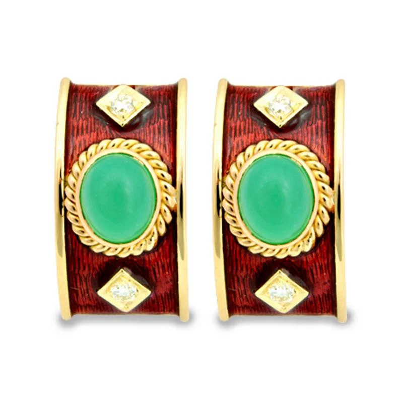 ladies-infinity-tassel-earrings-Earrings-Chrysoprase and Diamond (Enamel)  (2027D)