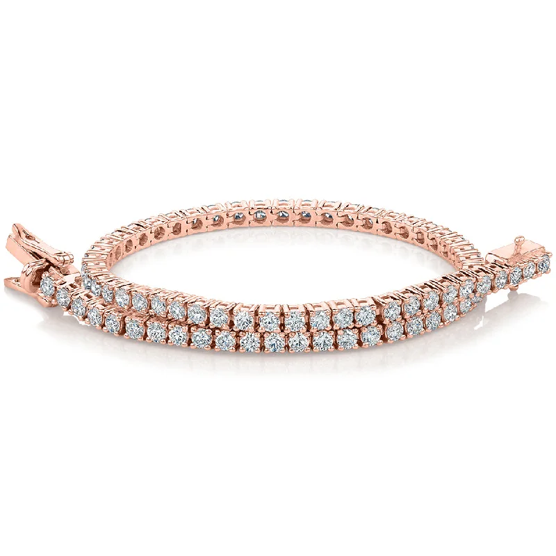 Ladies bracelets with mixed elegance -Premium Lab-Grown Diamond, 3 carat TW round brilliant tennis bracelet in 14 carat rose gold