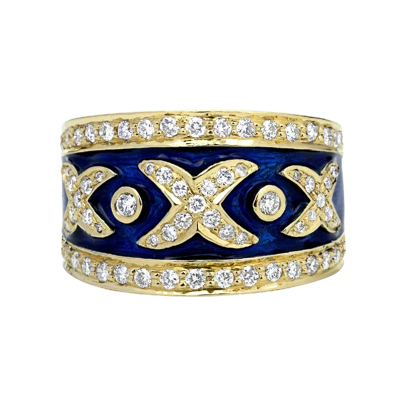 ladies-custom-gold-rings-Ring - Diamond (enamel)