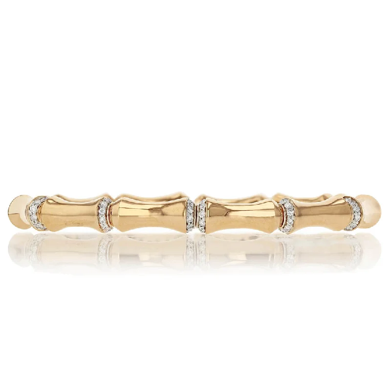 Ladies bracelets twisted charm -14K Gold Diamond 6 Station Cuff Bracelet