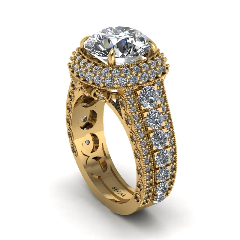 engagement-gold-two-tone-rings-Diamond Radiant Majesty Pave Engagement Ring - Cataleya No. 1