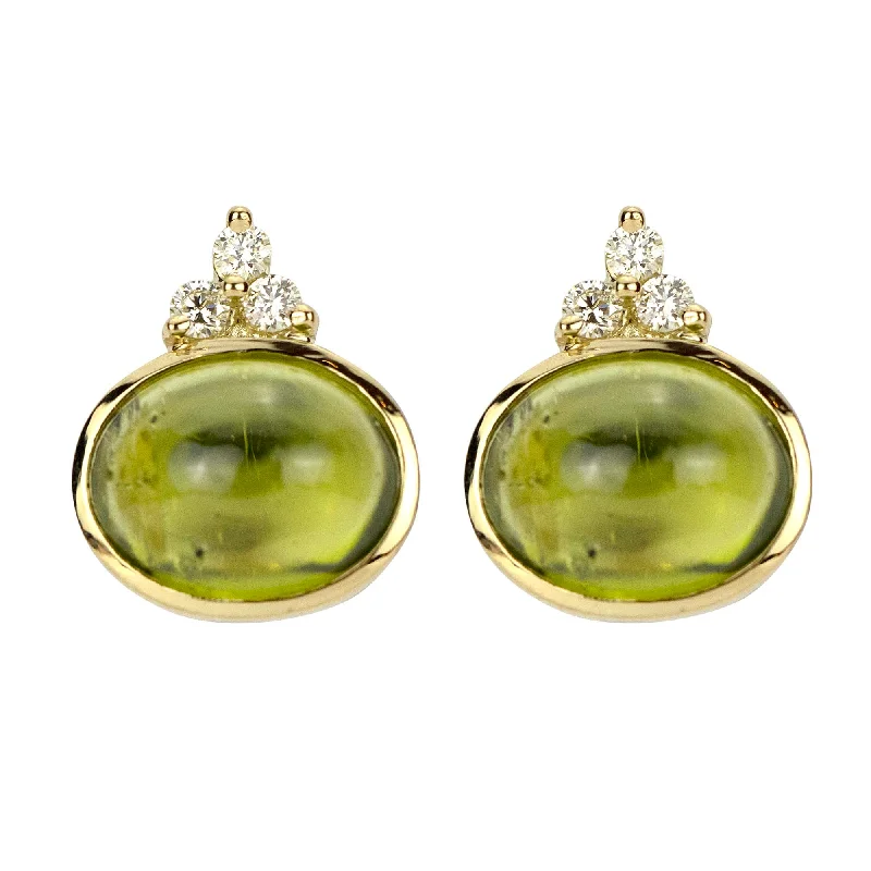 ladies-modern-chain-link-earrings-Earrings - Peridot And Diamond