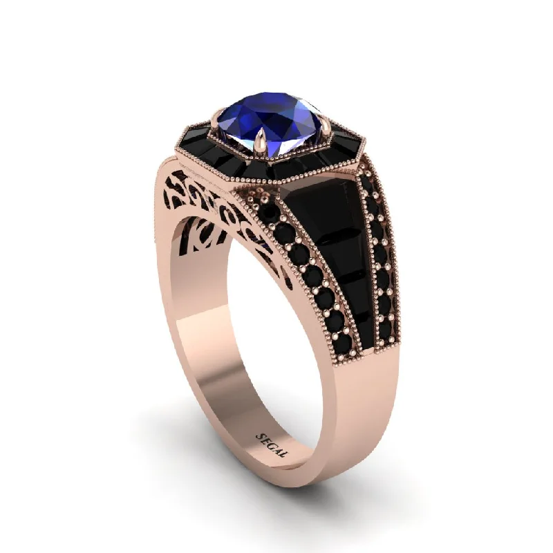 engagement-oval-silver-rings-Sapphire Royal Radiance Halo Engagement Ring - Liana No. 44