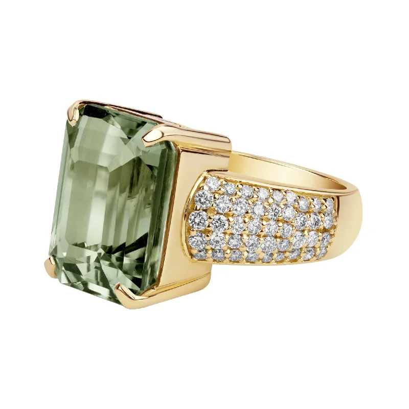 ladies-radiant-cut-accent-rings-Ring - Green Quartz And Diamond (2380D)