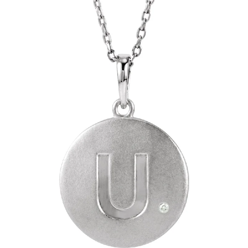 Ladies necklaces starry elegance -The Emma Sterling Silver Diamond Block Initial U Disc Necklace, 18 In.