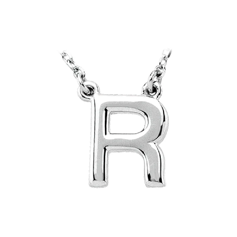 Ladies necklaces for bridal elegance -14K White Gold, Kendall Collection, Block Initial R Necklace, 16 Inch