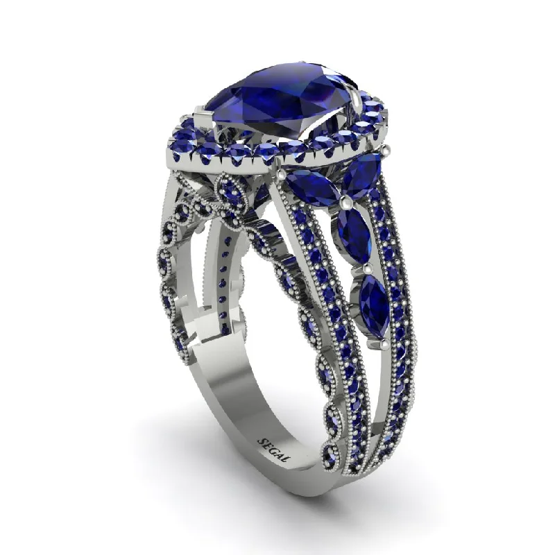 engagement-marquise-cut-platinum-rings-Sapphire Imperial Blossom Engagement Ring - April No. 75