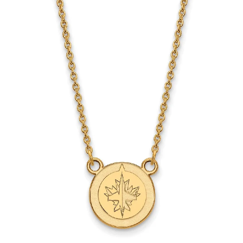 Ladies necklaces plush elegance -14k Yellow Gold NHL Winnipeg Jets Small Necklace, 18 Inch