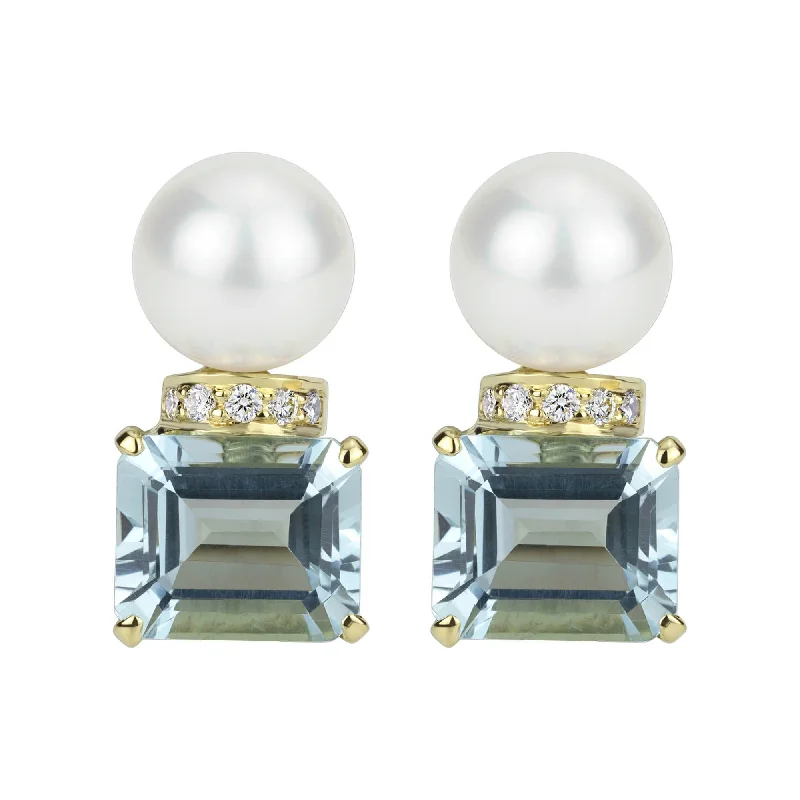 ladies-modern-chandelier-earrings-Earrings - South Sea Pearl, Aquamarine And Diamond (2303A)