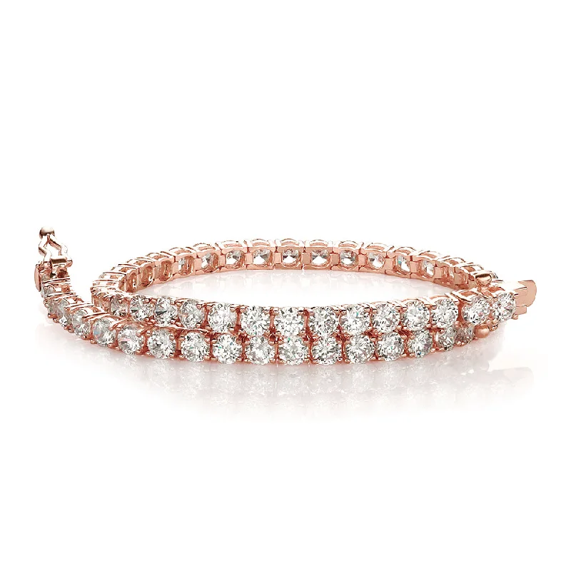 Ladies bracelets for pioneer elegance -Round Brilliant tennis bracelet with 6.27 carats* of diamond simulants in 10 carat rose gold