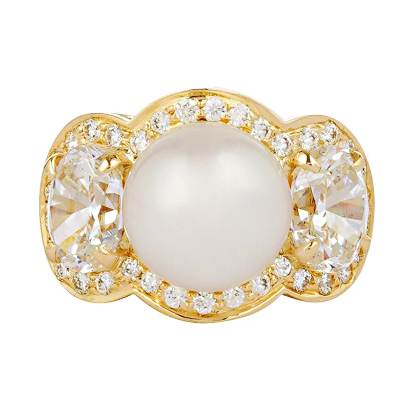 ladies-wedding-accent-rings-Ring - South Sea Pearl And Crystal