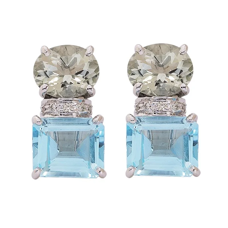 ladies-classic-bar-drop-earrings-Earrings- Blue Topaz, Green Quartz and Diamond  (271ES)