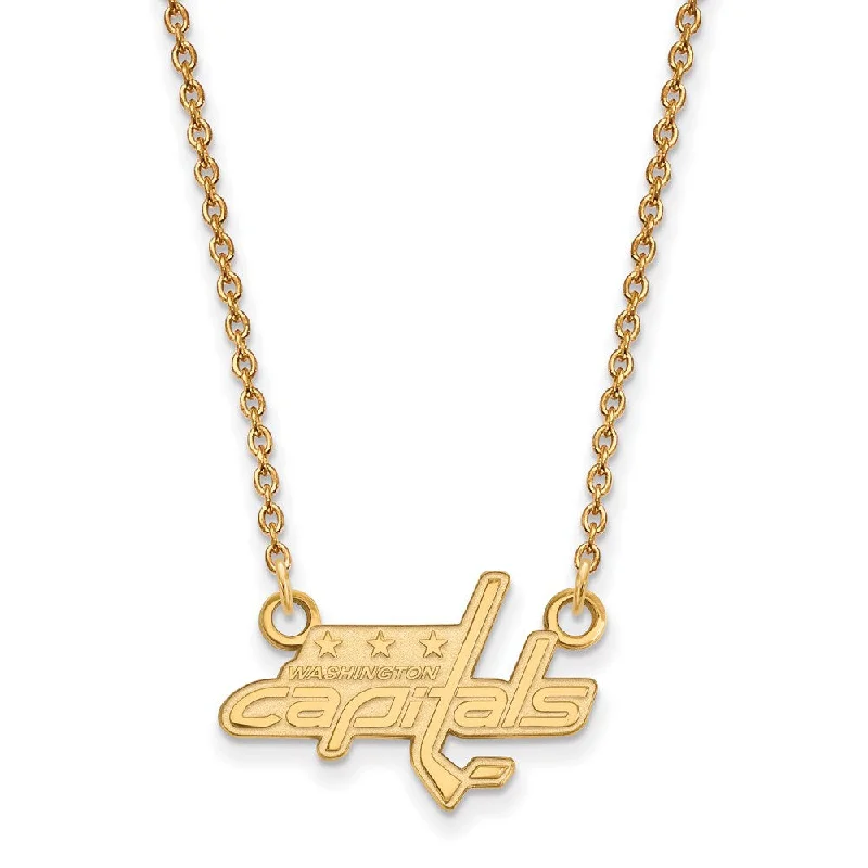 Ladies necklaces chic flair -14k Yellow Gold NHL Washington Capitals Small Necklace, 18 Inch