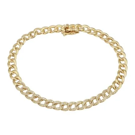 Ladies bracelets for getaway elegance -14k Yellow Gold Diamond Cuban Link Bracelet