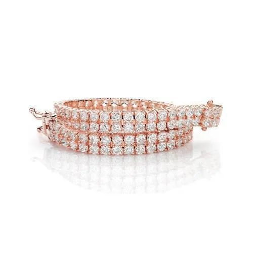 Ladies bracelets for office elegance -Round Brilliant tennis bracelet with 13.86 carats* of diamond simulants in 10 carat rose gold