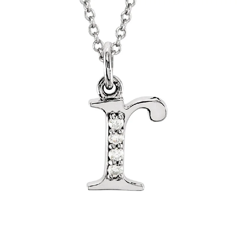 Ladies necklaces magical flair -The Abbey 14k White Gold Diamond Lower Case Initial 'r' Necklace 16 In