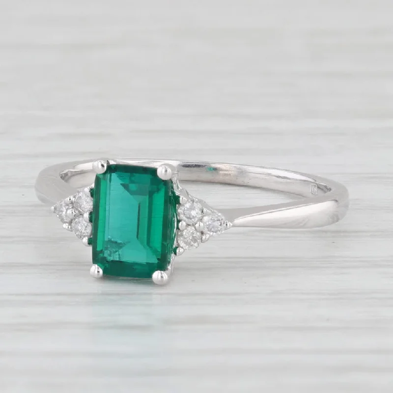 engagement-ruby-tension-set-rings-0.81 ctw Emerald Diamond 10K White Gold Ring Size 7 Engagement