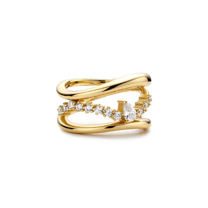 ladies-pear-cut-white-gold-rings-Miss Twinkle Sparkle Ring in Yellow Gold by Ania Haie