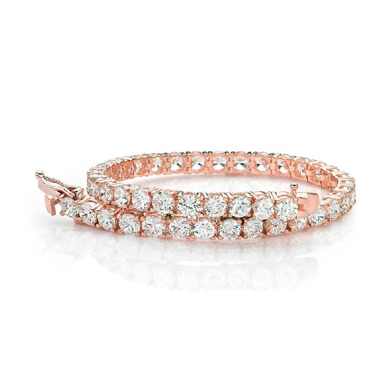 Ladies bracelets for leader elegance -Round Brilliant tennis bracelet with 12 carats* of diamond simulants in 10 carat rose gold