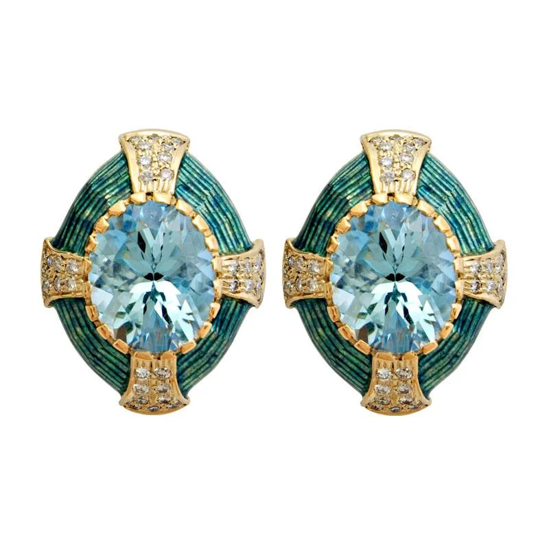 ladies-unique-teardrop-earrings-Earrings-Blue Topaz and Diamond (Enamel)  (1659E)