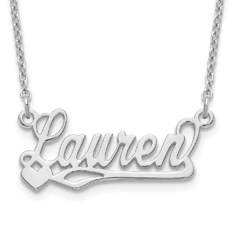 Ladies necklaces for wedding sparkle -Personalized Polished Small Heart Name Necklace