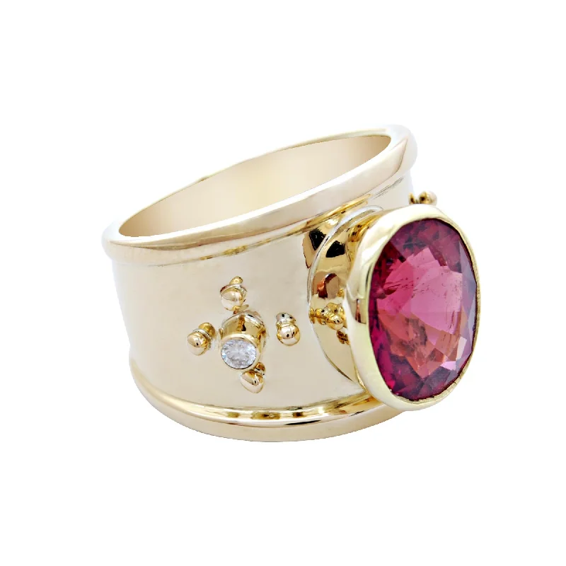 ladies-elegant-cathedral-rings-Ring-Rubellite and Diamond