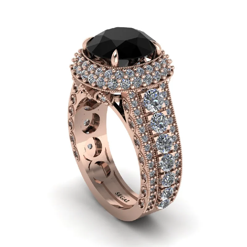 engagement-oval-rose-gold-rings-Black Diamond Radiant Majesty Pave Engagement Ring - Cataleya No. 8