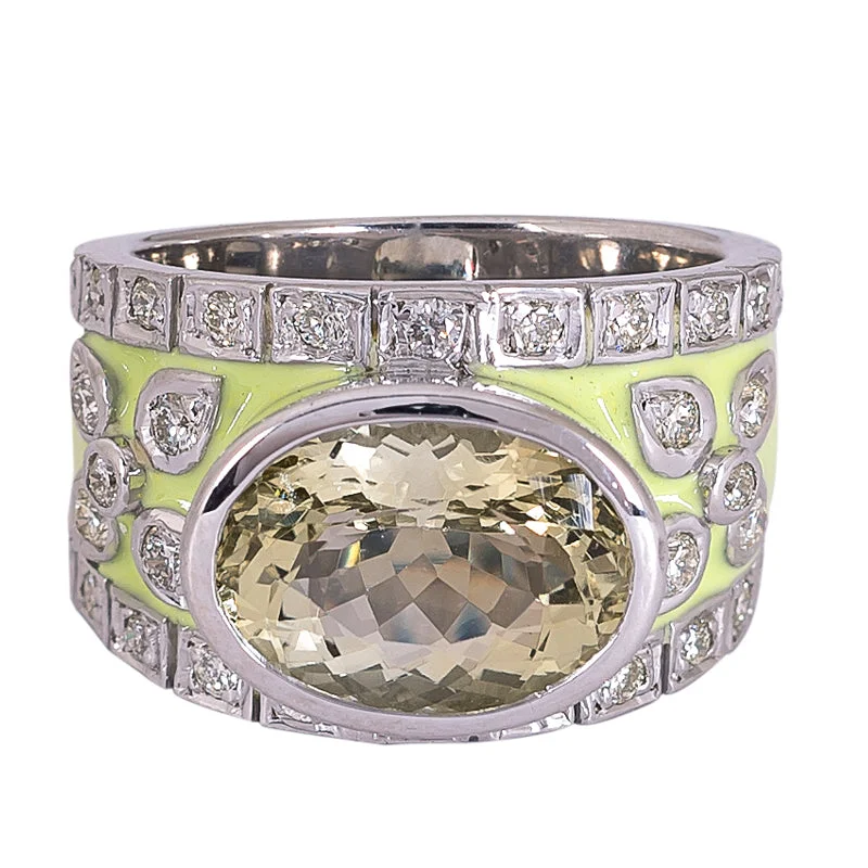 ladies-pear-cut-white-gold-rings-Ring- Beryl and Diamond (Enamel)