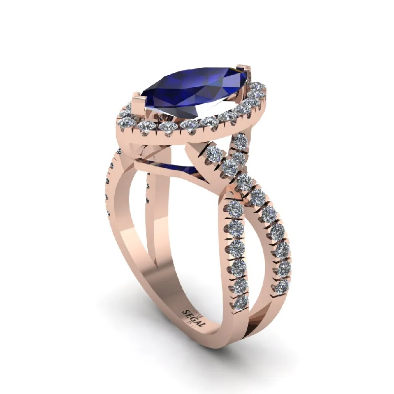 engagement-heart-bezel-set-rings-Sapphire Marquise Split Shank Engagement Ring - Carly No. 14