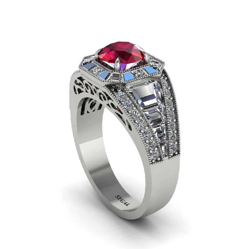 engagement-princess-cut-silver-rings-Ruby Royal Radiance Halo Engagement Ring - Liana No. 12