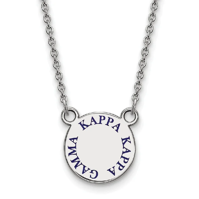 Ladies necklaces for tech vibes -Sterling Silver Kappa Kappa Gamma Small Blue Enamel Necklace